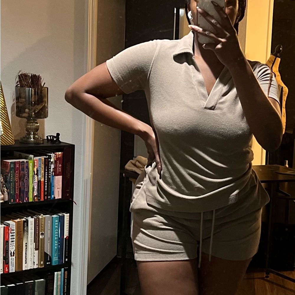 H&M 2 Piece Neutral Casual Textured Set